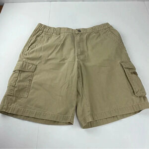 Columbia Mens Medium Khaki Tan Beige Cargo Shorts Pockets 100% Cotton